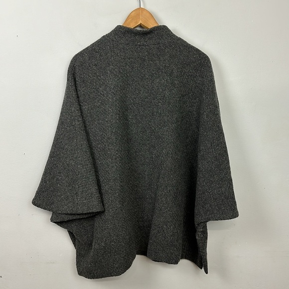 Talbots 100% Wool Charcoal Grey Cape Jacket Sz L/XL - Picture 5 of 8